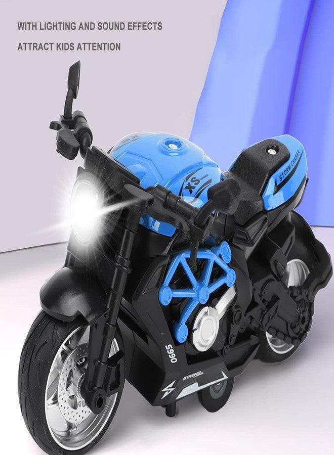 يوفوريا لعبة دراجة نارية من سبيكة معدنية من إنتاج شركة EUPHORIA Rk Toys | لعبة دراجة نارية تعمل بالسحب للخلف، تنمي التنسيق، بإضاءة رائعة ومؤثرات صوتية عالية المحاكاة، مناسبة للتجميع (أزرق) - Image 3